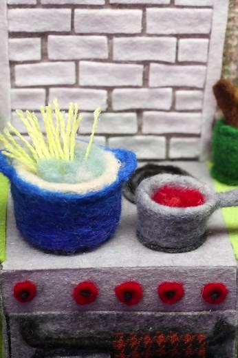 Pasta 🍝 #stopmotion #needlefelting #cooking #asmr | mini cooking
