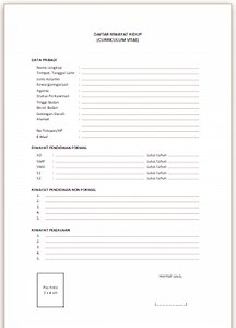 Download Formulir Daftar Riwayat Hidup Kosong