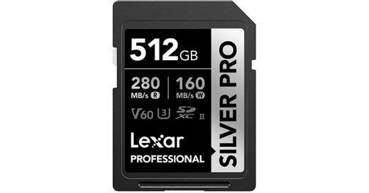 Lexar Professional Silver Pro SDXC UHS-II Card 512GB Black/Silver - LSDSIPR512G-BNNNG