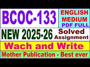 BCOC 133 solved assignment 2025-26 in English || bcoc 133 solved assignment 2026 || ignou bcoc133