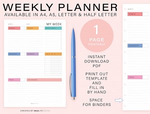My Personal Week Planner, Weekly Planner, Minimalist Planner, Productivity Planner, Tasks Planner, A4/a5/letter/half-letter - Etsy UK