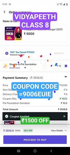 PW VIDYAPEETH CLASS 8 REGISTRATION ₹1500 OFF COUPON CODE=9006EUIE/7070CKQE #pw #physicswallah #VIRAL