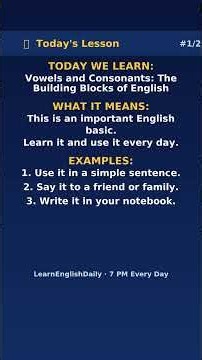 Vowels and Consonants: The Building Blocks of English | Learn English Daily