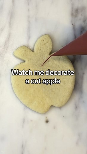 Just me decorating another version of an apple since I had to do 42 of them 🤷🏼‍♀️🍎 . . . . . . . . . #apple #backtoschool #school #teacher #teacherappreciation #customcookies #cookies #sugarcookies #cookiedecorating #cookiedecorator #royalicing #ideas #creator #birthday #giftideas #smallbusiness #cleveland #ohio | Casey’s Cookies