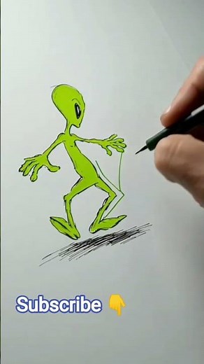 How to Draw a Cute Green Alien 👽 Easy Drawing Tutorial #shorts #drawing