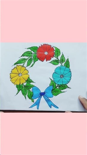 Easy round drawing flowers #shorts #viral #trending #shortvideo #shortsfeed