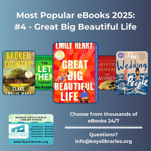 We love Libby and we know you do, too – in the last fiscal year, the number of checkouts of eBooks, eAudiobooks and digital magazines increased by 10 percent. The number of people using Libby increased by almost 15 percent! And if you were wondering what the most popular titles this year were, we have that answer, too. By checkouts and hold requests, they are: eBooks: 1. The Let Them Theory by Mel Robbins 2. The Women by Kristin Hannah 3. The Wedding People by Alison Espach 4. Great Big Beautifu