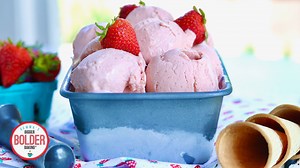NEW Recipe! https://bit.ly/GemsStrawberryGelato Homemade, No-Machine, Strawberry Gelato! Ice Cream's denser, creamier cousin... in my favorite flavor. What's yours? | Bigger Bolder Baking