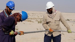 Conductor pulling Grip attached to the Conductor. construction of 115kV line. stringing work setup, how the conductor grip attache to conductor. | Electrical Transmission line