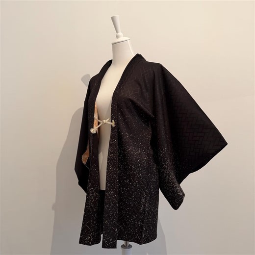 H0010 Vintage Japanese Silk Haori | Kimono Jacket | Robe | Dress Layer | Black - Etsy