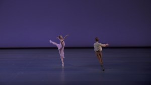 Last night, Principal Dancer Joseph Gordon and Soloist Unity Phelan danced together as one of the pairs in Jerome Robbins’ masterpiece Dances at a Gathering, which celebrates its 50th anniversary this evening. Last Friday, Gordon debuted in this featured role while Phelan made her New York City debut. | New York City Ballet