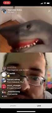 Shark puppet talks to Ricky Berwick