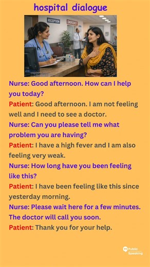Hospital Conversation in English | Nurse and Patient Dialogue | Short Video