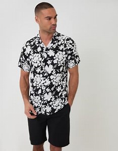 Threadbare short sleeve shirt in black and white floral print | ASOS