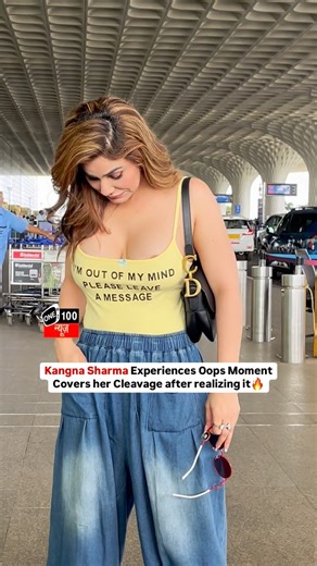 Kangna Sharma Experiences Oops Moment, Covers her Cleavage after realizing it #kangnasharma #reels #one100news #bollywood #trending #entertainment #celebrity #trendingreels | One100 News