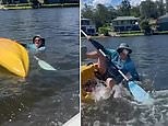 Kayaking 'Karen' gets instant karma as she falls into lake mid-rant
