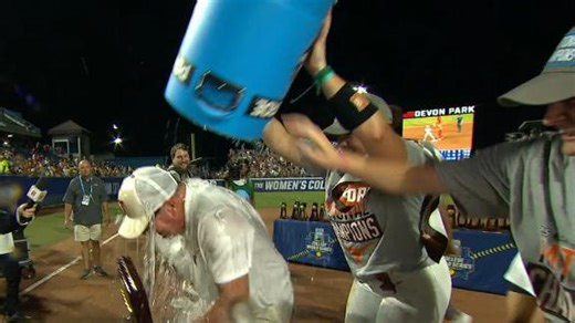 Texas coach gets Gatorade shower after winning title