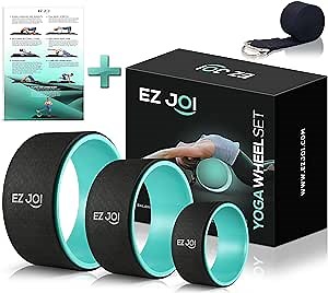 Yoga Wheel Set of 3 - Fitness Yoga Wheel for Back Pain Relief Massage, Inversion Poses & Muscle Stretching - Strong Anti Slip Back roller Wheel with extra-thick TPE Padding - 6", 10" & 13"