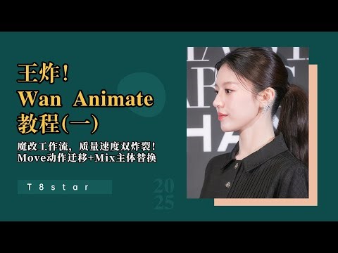 Ai动画147-王炸！Wan Animate教程(一)，超强魔改工作流，质量速度双炸裂！ Move视频动作迁移+Mix视频主体替换-T8 Comfyui