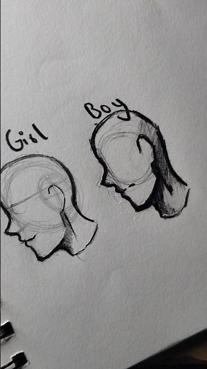How to Draw Side view faces Girl&boy✨ #drawing #art #head #tutorial #howtodraw #shorts