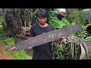 KNIFE MAKING | FORGING A NICE BENDING MACHETE FROM THE LONG CHAINSAW