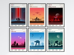 Star Wars Posters, Star Wars Trilogy, Minimal Movie Poster, Millennium Falcon, the Phantom Menace, Revenge of the Sith, Empire Strikes Back - Etsy