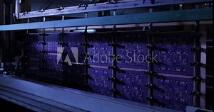 Process of flooding immersion of circuit boards microchips in a special solution in production using automatic equipment. Manufactoring of electronic microcircuits and chips. High-tech technologies.