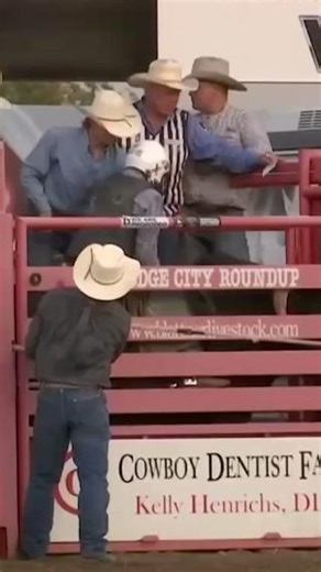 Hayden Harris secures the win with an 88.5-point ride on Frontier Rodeo’s County Jail, earning the Pendleton Whisky Let ‘er buck winning ride at the Dodge City Roundup Xtreme Bulls. | PRCA ProRodeo