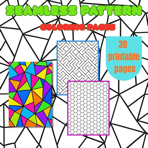 30 Seamless Pattern Coloring Pages Printable, Pattern Coloring Book, Relaxing Coloring Pages, PDF JPG Download, 8.5x11 Coloring Sheets - Etsy