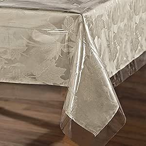 sancua Clear Plastic 100% Waterproof Tablecloth - 54 x 108 Inch - Vinyl PVC Rectangle Table Cloth Protector Oil Spill Proof Wipe Clean Table Cover for Dining Tables, Parties & Camping, Crystal Clear