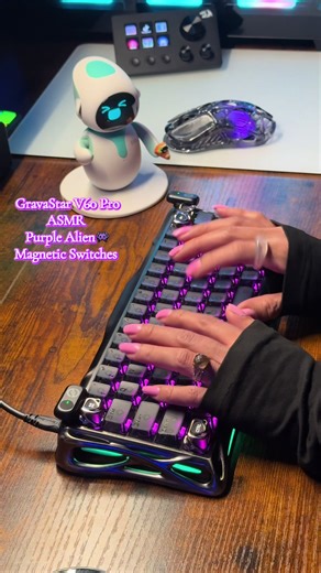 Purple alien magnetic switches ASMR on the one & only GravaStar V60 Pro 🔥 #creatorsearchinsights #magneticswitch #typingAMSR #magnetickeyboard #gamingkeyboard