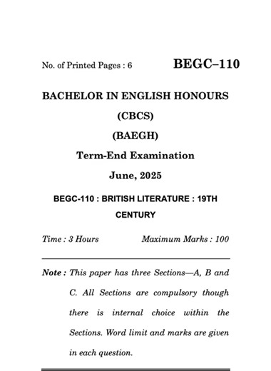 BEGC–110 June 2025 | IGNOU Previous Year Question Paper
