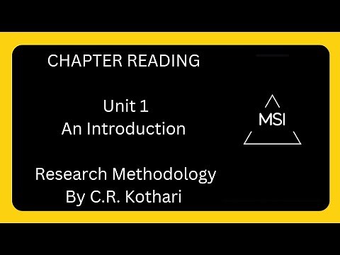 Unit 1 Research Methodology: An introduction; Research Methodology by CR Kothari #kothari