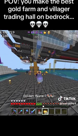 Ultimate Minecraft Bedrock Gold Farm and Trading Hall