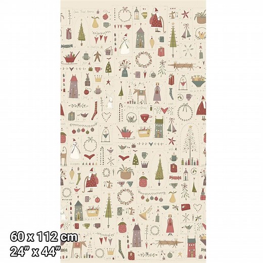 Henry Glass Anni Downs Down Tinsel Lane Collection Tinsel Lane Cream Fabric Panel 0.6m