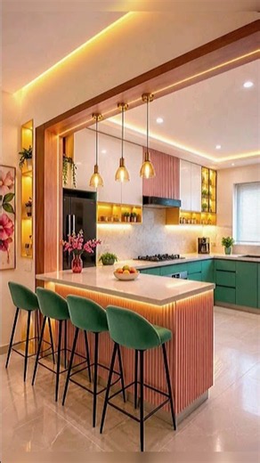 Small Open Kitchen with Island Ideas! 😱 #interiordesign #trending #homedecor #modernhome #kitchen