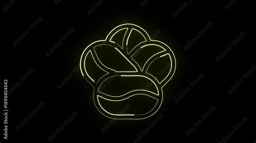 Glowing neon line coffee cup with steam animation. Coffee animation HD video isolated on black background.