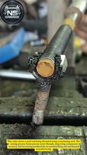 Thread Cutting on Steel Rod | Satisfying Lathe Machining Process#mechanic #shorts #usa