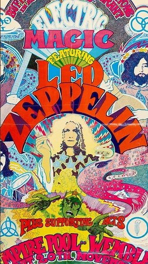 Led Zeppelin Concert Posters Rock and Roll 1960s Psychedelic Robert Plant, Jimmy Page, John Bonham