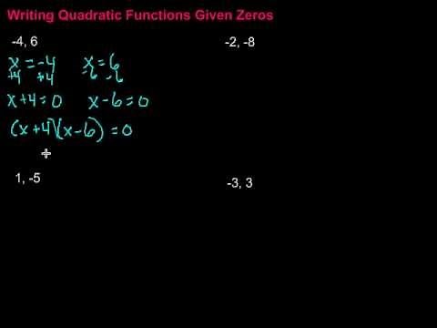 Writing Quadratic Functions Given Zeros