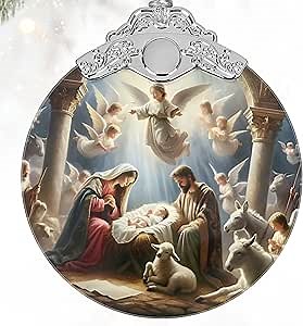 Christian Gifts: Nativity Christmas Ornaments - Religious Gifts for Kids and Women of Faith - Christmas Tree Decoration Stained Glass Ornament