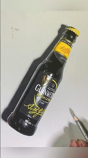 How to draw a bottle of Guinness beer realistic! #drawing #realistic #shorts