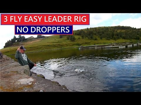 22. Trout Fly Fishing UK Tips (3 Fly Easy Leader Set Up) No Droppers