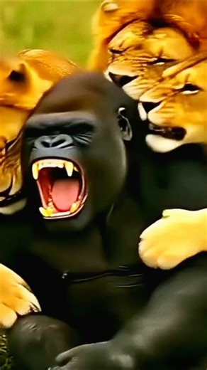 Brave Ape vs Hungry Lions – Wild Showdown!" 🦁🐒#shortvideos #lion #viralvideo #ai