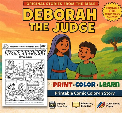 Deborah the Judge A4 Bible Comic Coloring Page | Sunday School Craft | Bible Study for Kids | Children’s Church Activity | Judges 4–5 - Etsy Canada