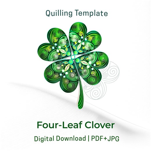 Quilling Template PDF | Four Leaf Clover Pattern | Printable Quilling Design | DIY Paper Craft Template | Small Business Use - Etsy