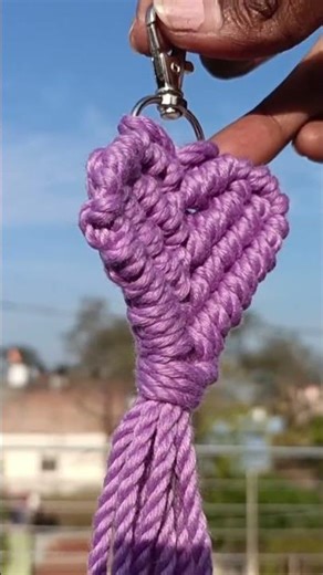 Purple Heart Cotton Macrame Keychain #keychain #craft #viral #keyrings #macrame #macramemakers💜💜💜💜💜