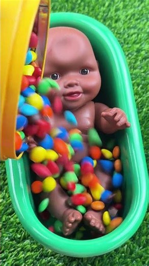 Full of 3 Rainbow Bathtub's Candy with M&M's & Magic Slime Cutting Video | #Satisfying #Shorts