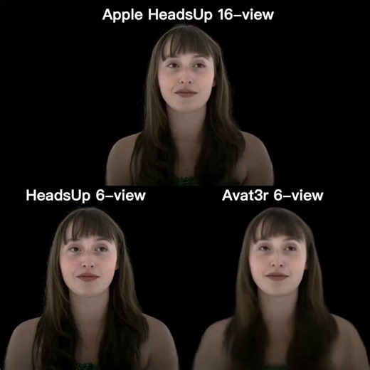 Apple just trained a 3D Gaussian head reconstruction model on 10,000+ subjects.Feed-forward. No test-time optimization. New identity in, reconstructed Gaussian head out.The UV-parameterized Gaussian representation decouples the number of Gaussians from the number and resolution of input images, making it practical to train with many high resolution views.And the heads are not just static either: text-conditioned identity generation, plus blendshape-driven latent animation across identities. http