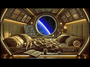 Cozy Spaceship Bedroom Ambience 🚀 Sleep with a View of Earth from Space 🌌